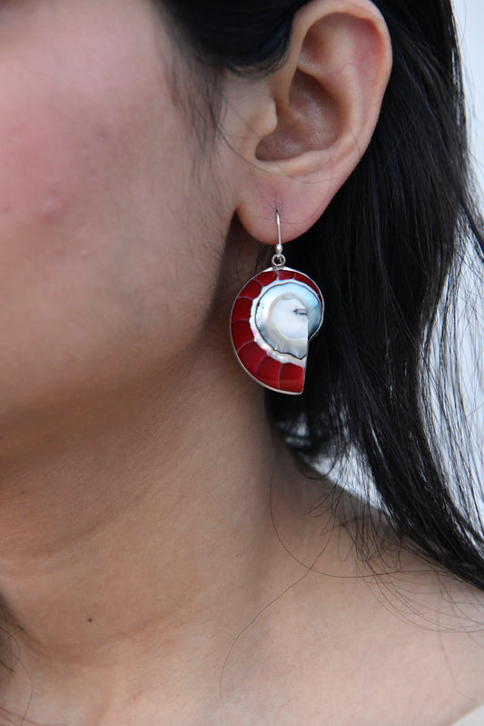 Red Shell Earrings