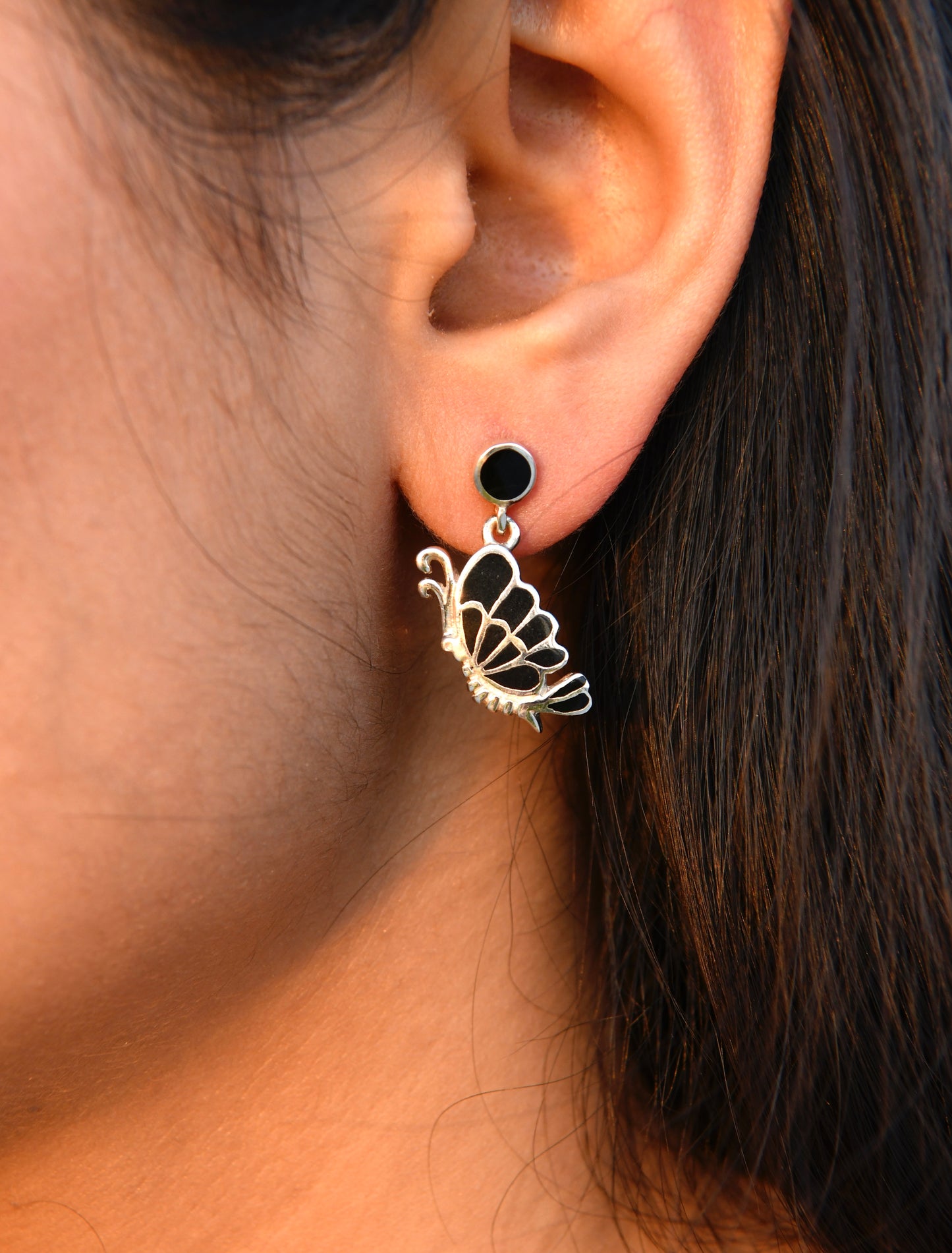 Mother-of-Pearl Butterfly Drop Earrings