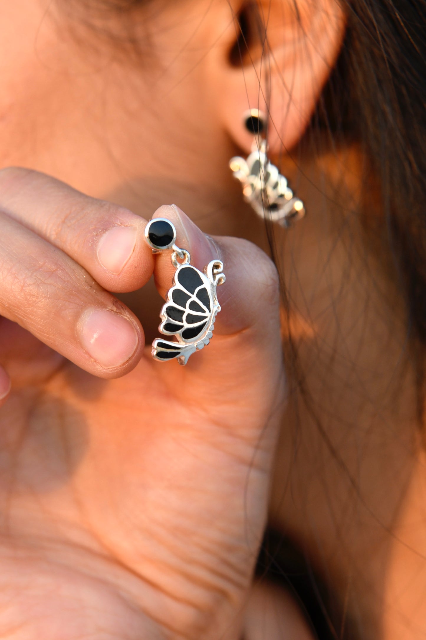 Mother-of-Pearl Butterfly Drop Earrings