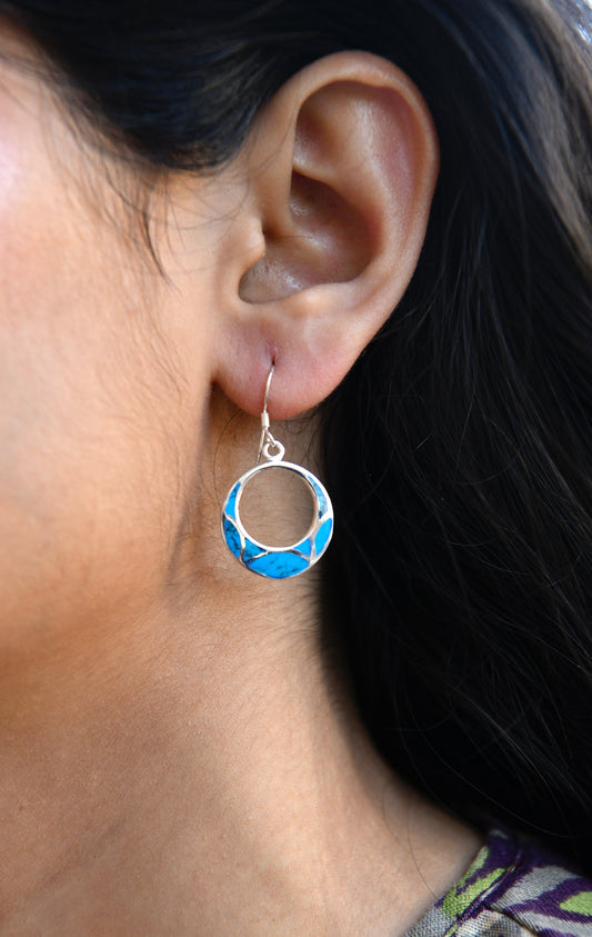 Mother-of-Pearl Blue Spiral Earrings