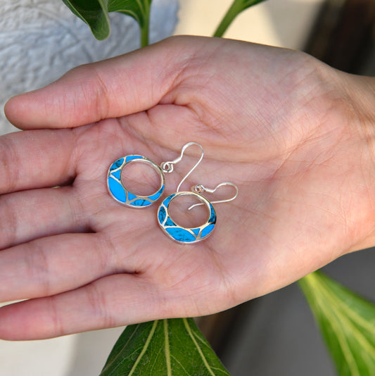 Mother-of-Pearl Blue Spiral Earrings