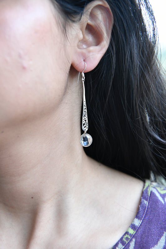 Crystal Drop Silver Earrings