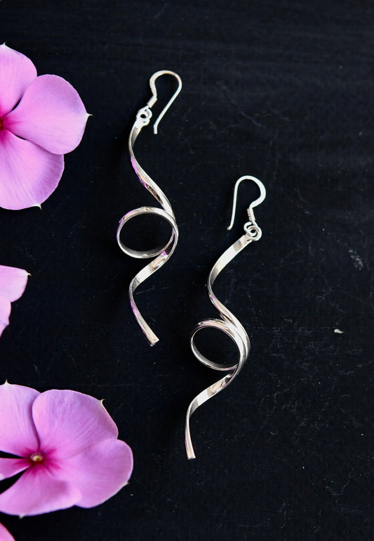 Silver Ribbon Earrings