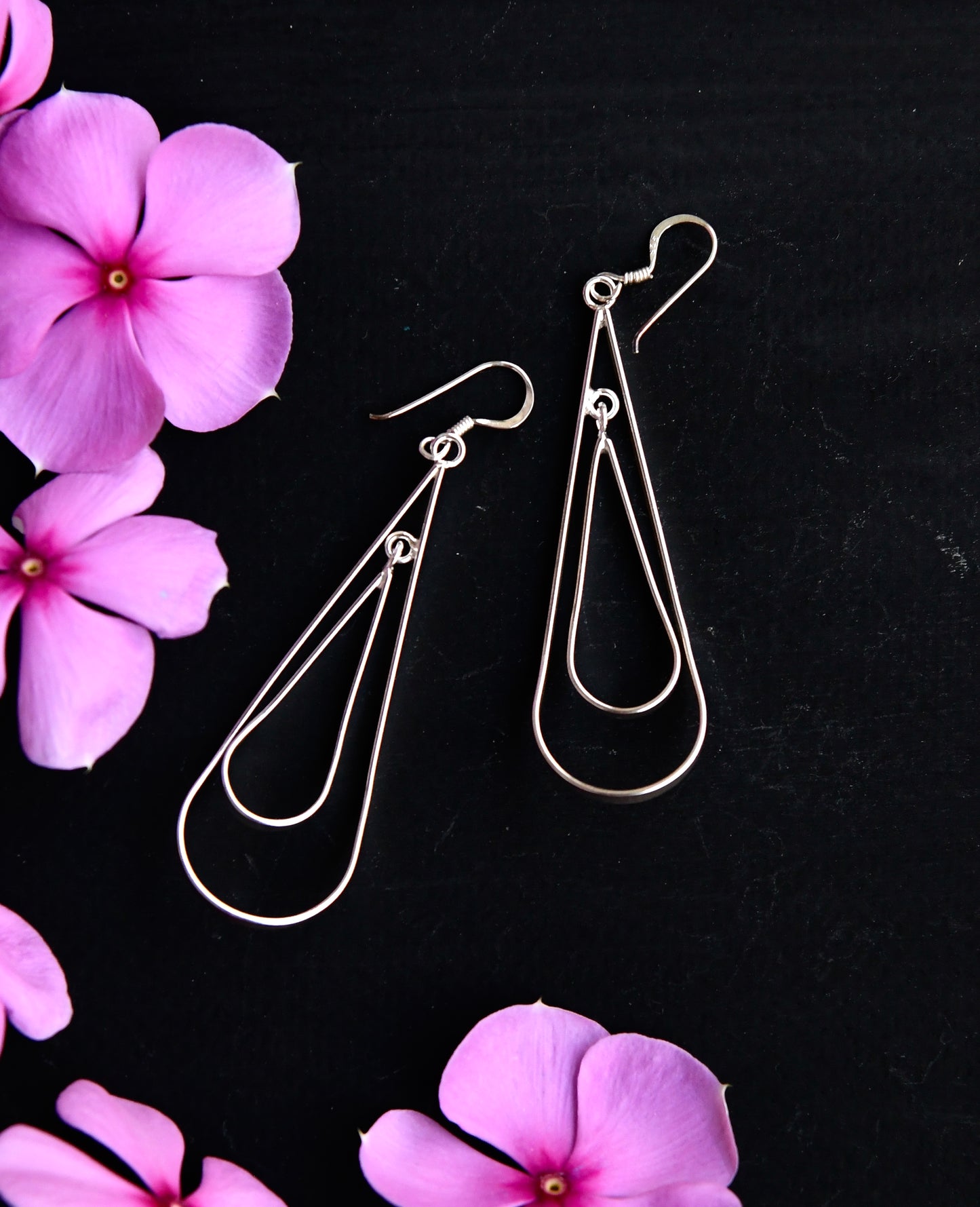 Silver Double Drop Earrings