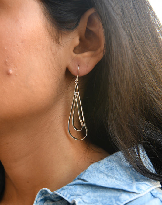 Silver Double Drop Earrings