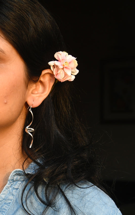 Silver Ribbon Earrings