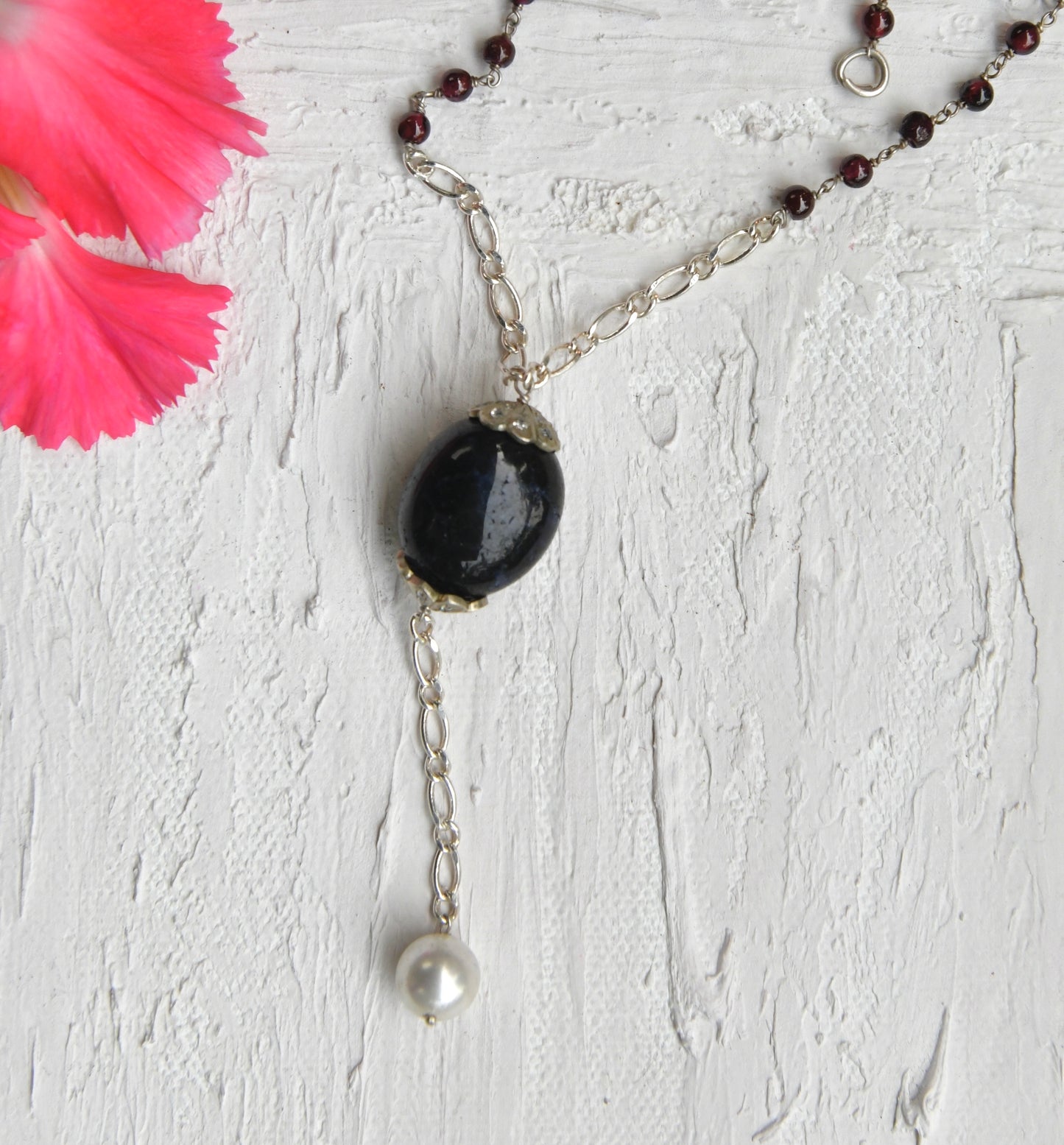 Black Onyx Garnet Chain