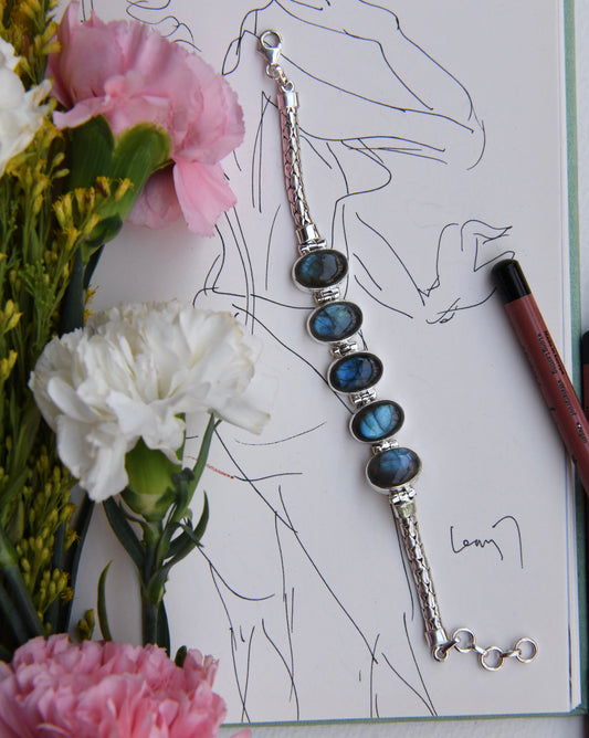 Labradorite Love Silver Bracelet