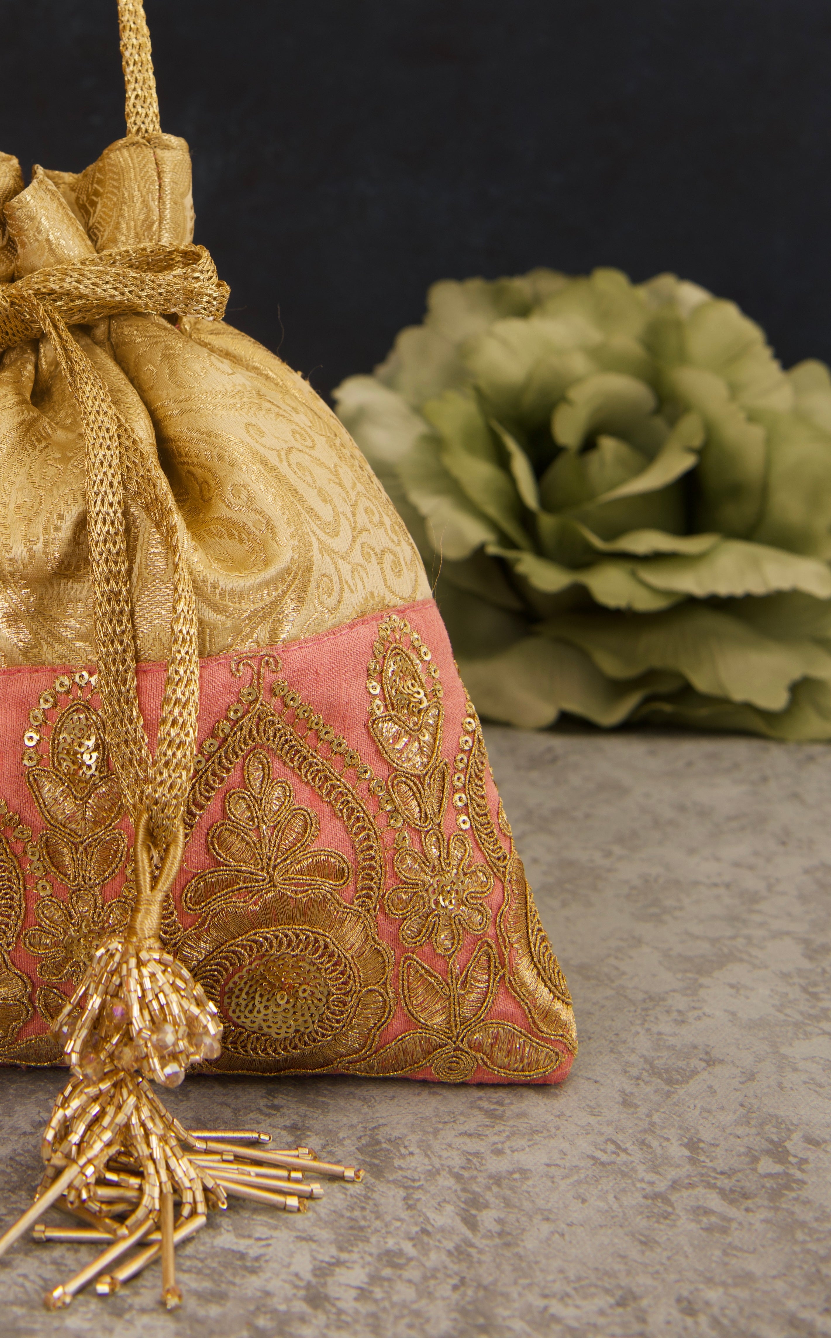 Brocade best sale potli bags