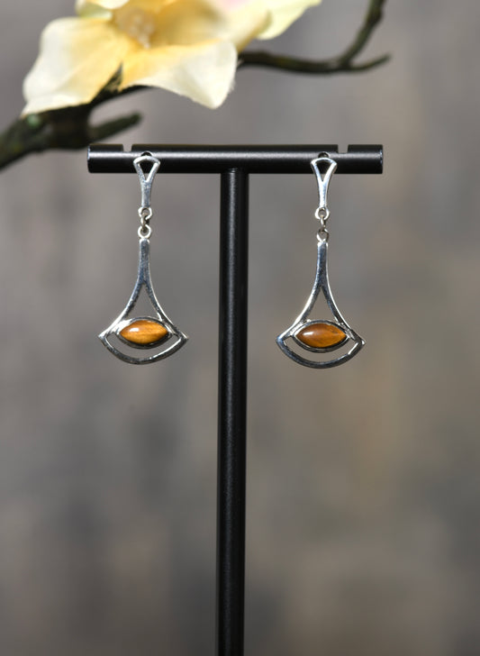 Tiger-eye Silver Earrings