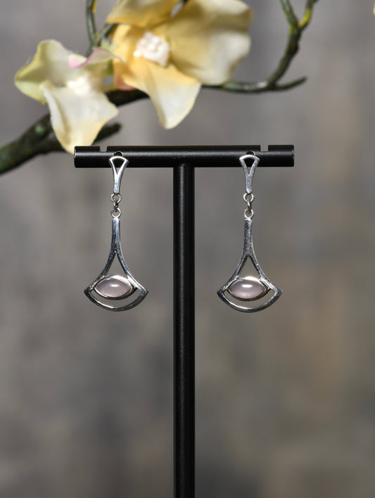 Rose Quartz Silver Earrings