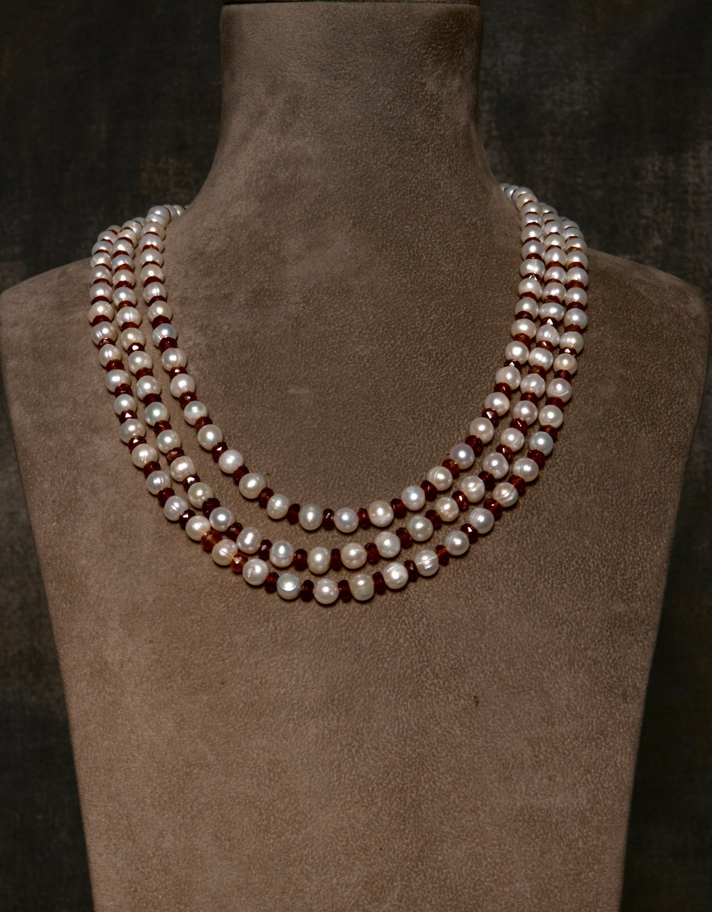 Carnelian-Pearl Layered Necklace
