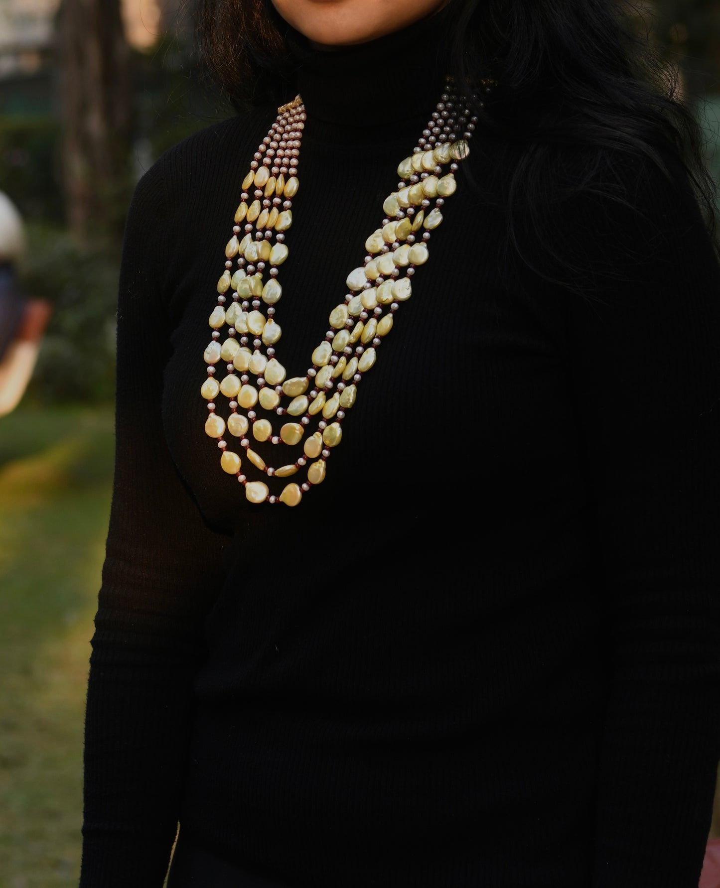 Tinge-of-Gold Pearls Necklace