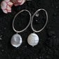 Coin Pearl Oval Silver Hoops