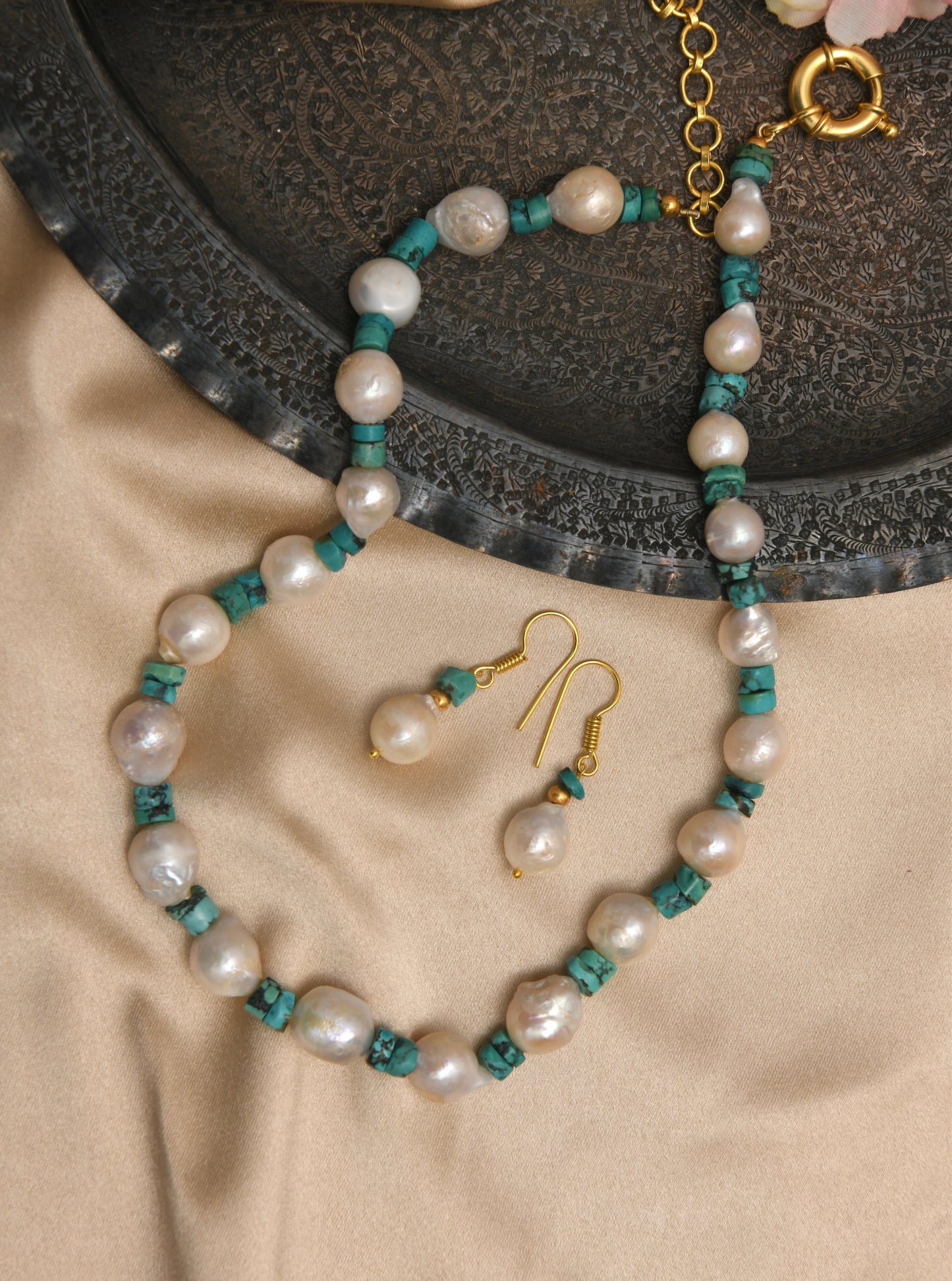 Baroque Pearl-Turquoise Classic Necklace Set