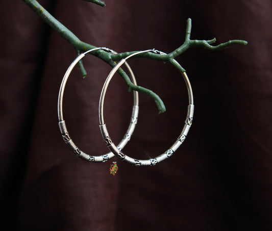 Silver Tribal Hoops