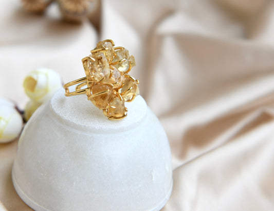 Citrine Flower Ring