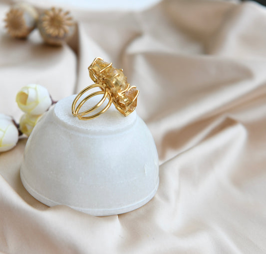 Citrine Flower Ring