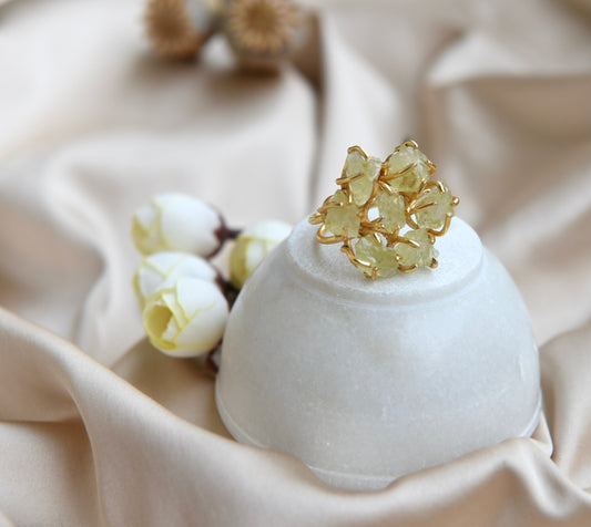 Lemon Topaz Flower Ring