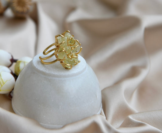 Lemon Topaz Flower Ring