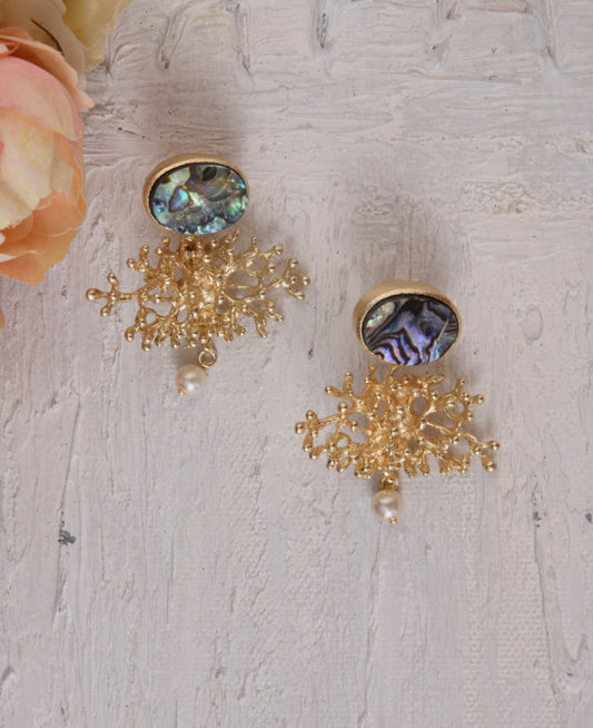 Abalone Snow Flake Earrings