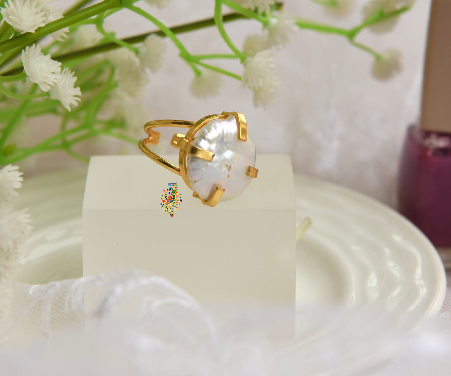 Baroque Pearl Bloom Ring