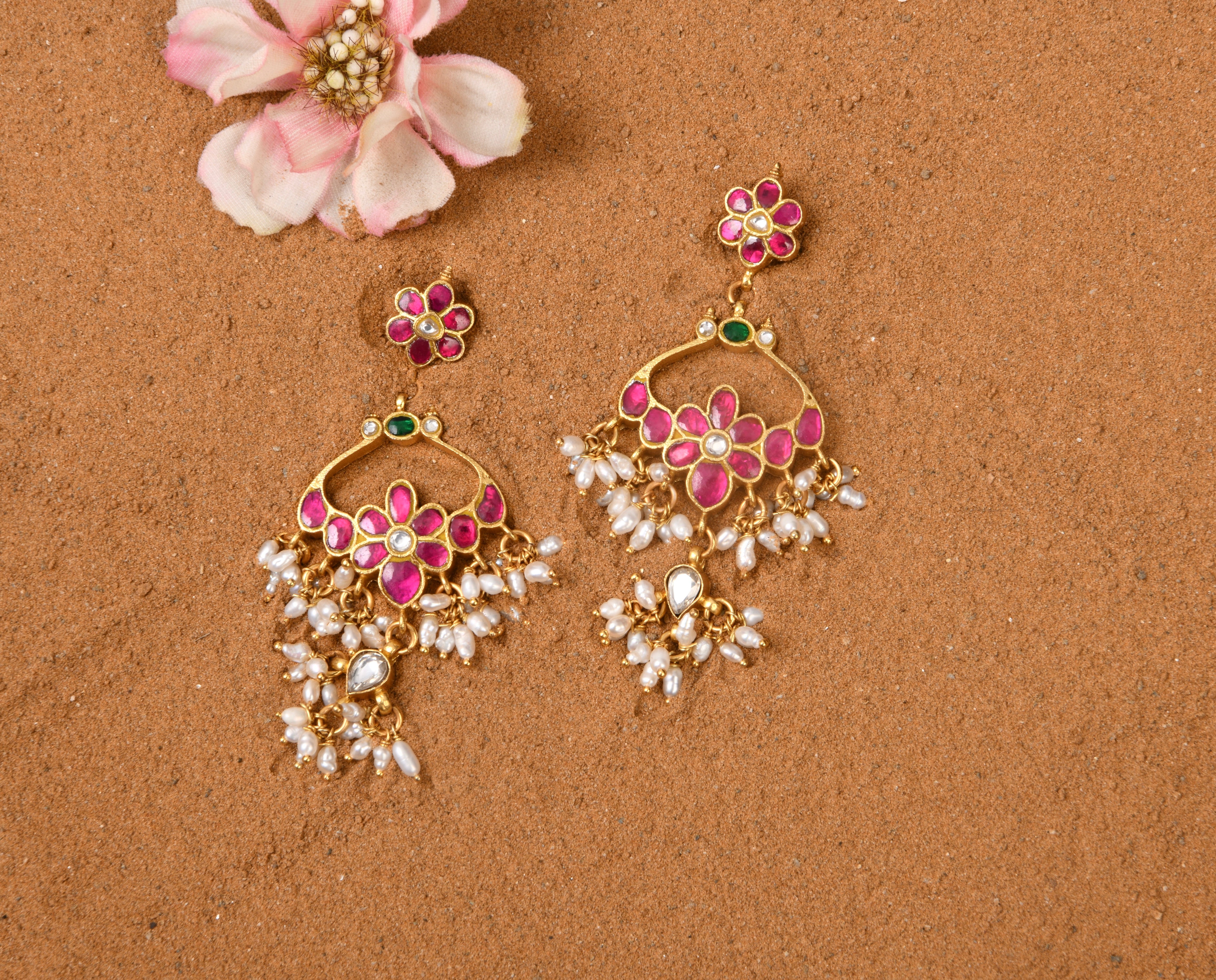 Shoshaa Earrings  Buy Shoshaa MultiColor Gold Toned Lotus Meenakari  Earring Online  Nykaa Fashion