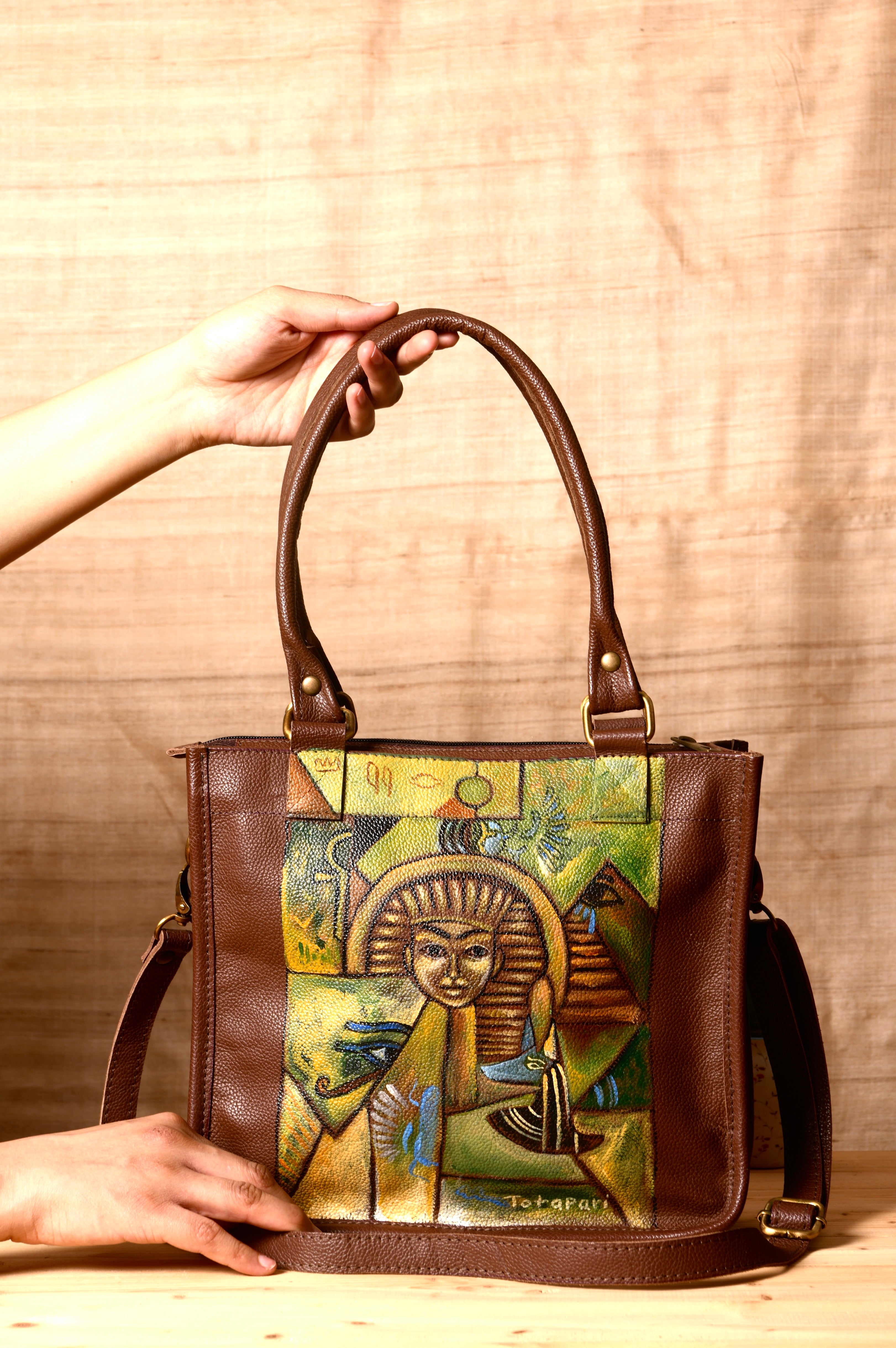 Sun•Moon•Stars Hand Painted leather satchel vintage purse — Chelsea Owens