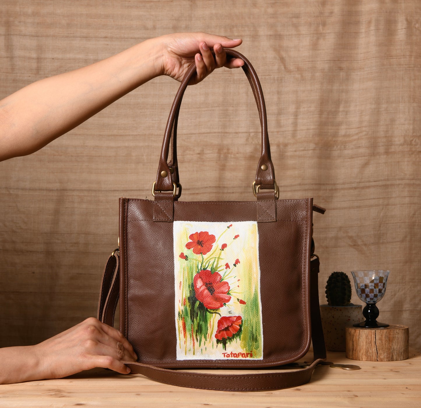 Garden of Poppies Bag (Handpainted)
