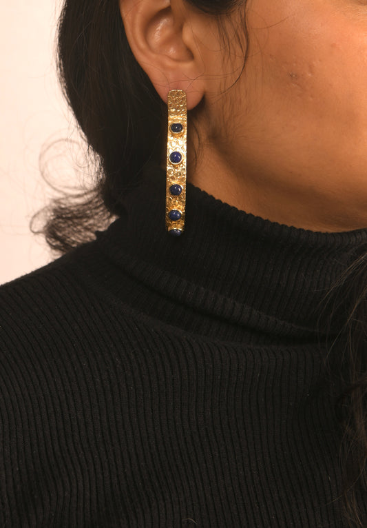 Lapis Lazuli Half Hoops