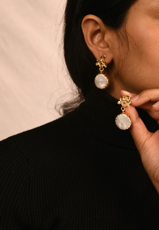 Floral Petal Pearl Earrings