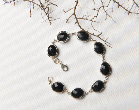 Silver Black Onyx Bracelet