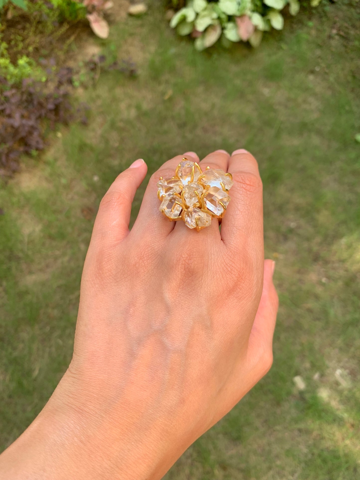 Clear Quartz Flower Ring