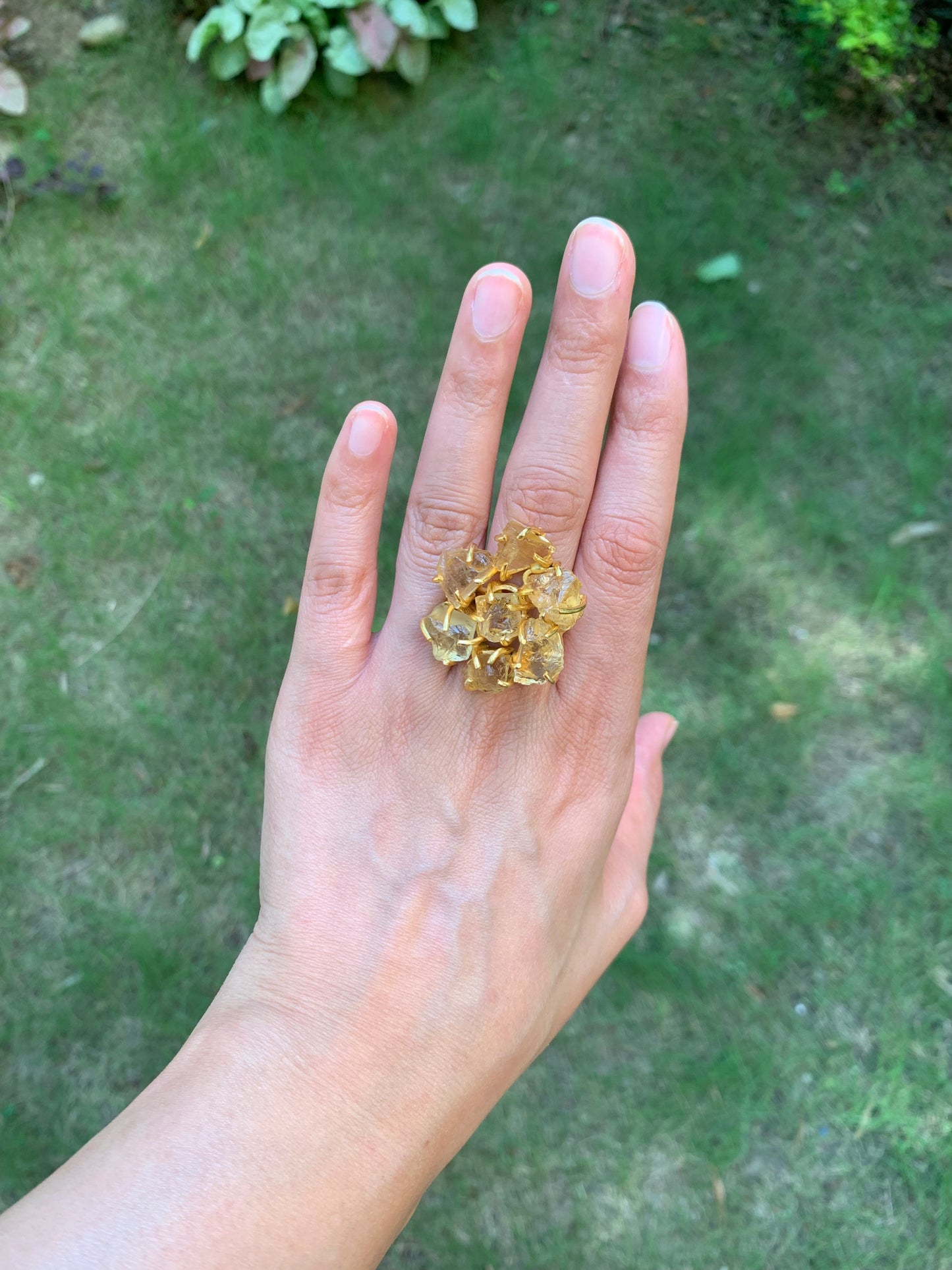 Citrine Flower Pearl Ring