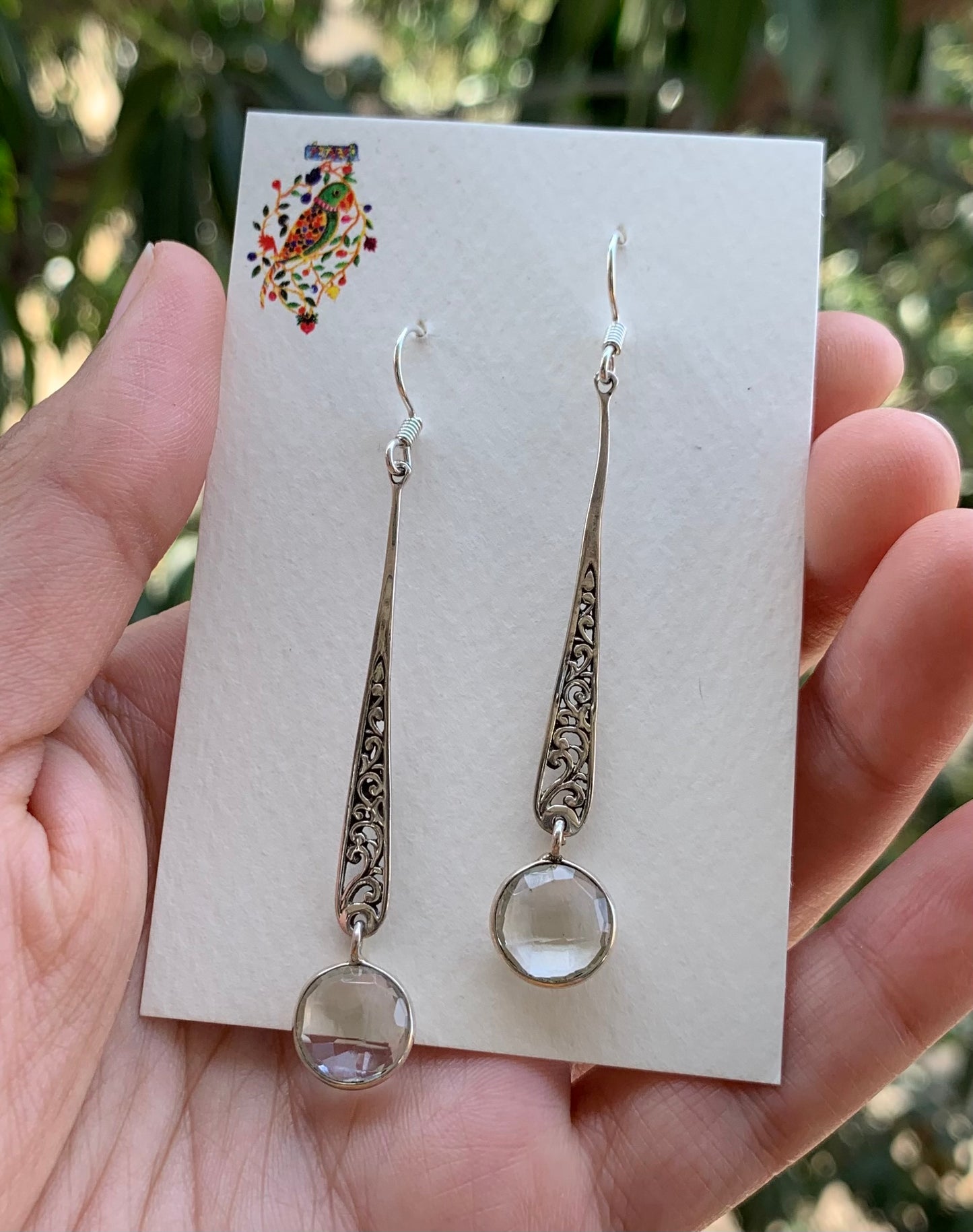 Crystal Drop Silver Earrings