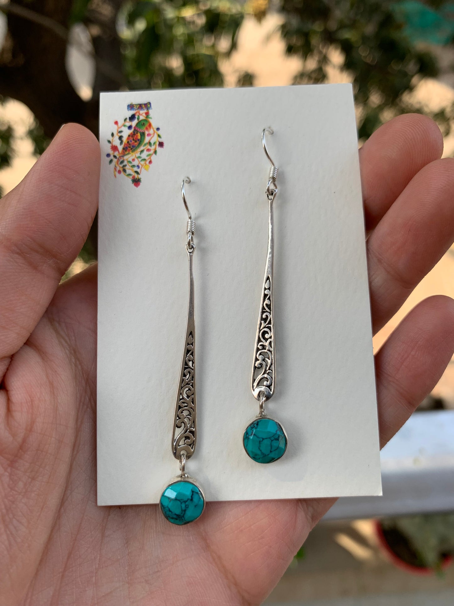 Turquoise Drop Silver Earrings