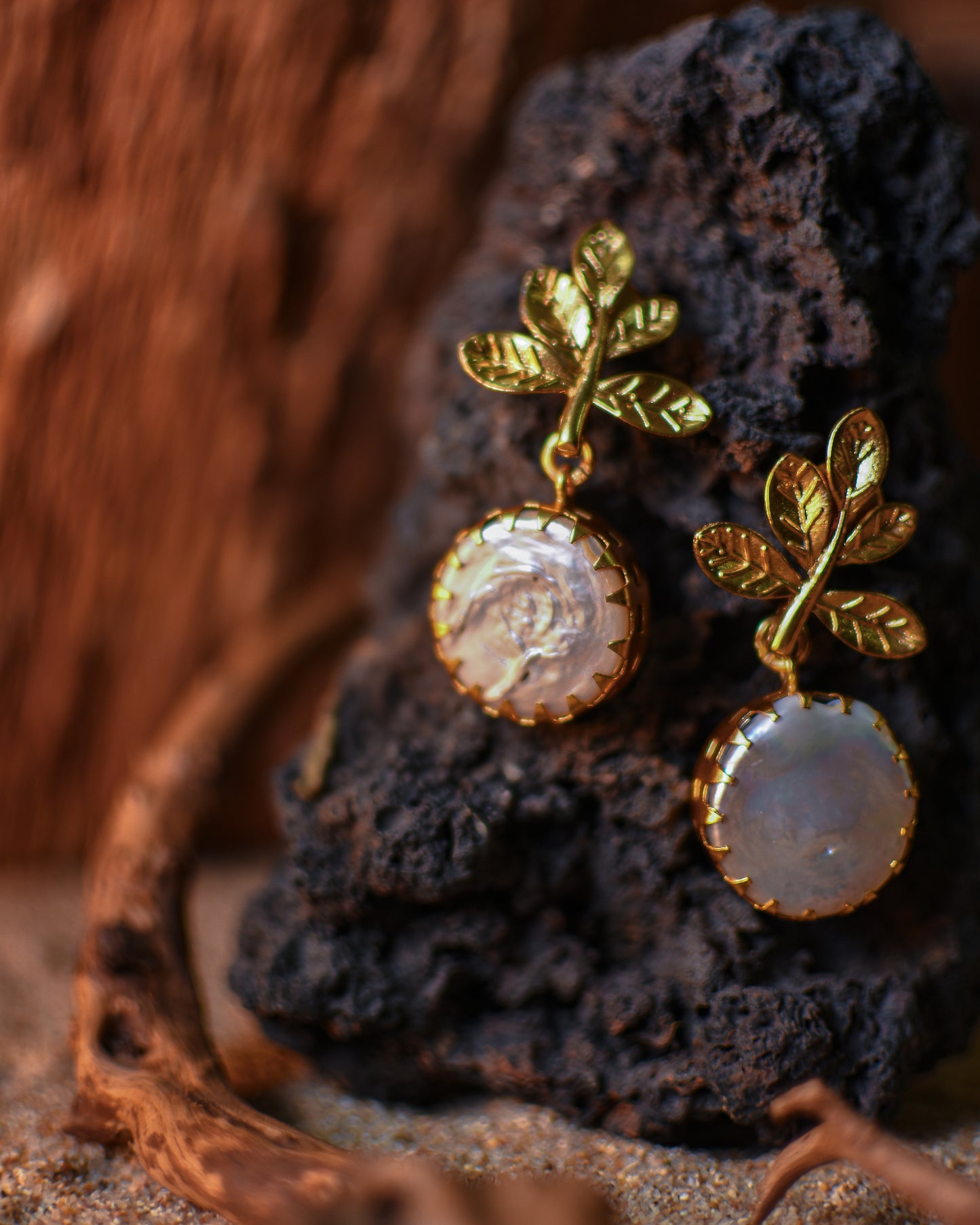Floral Leaf Pearl Earrings