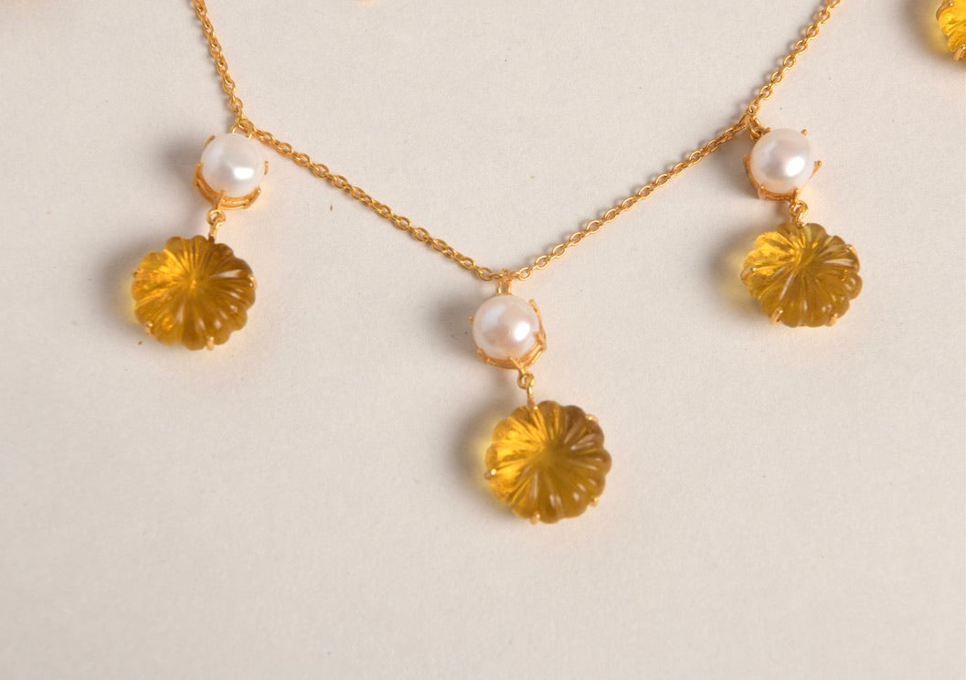 Citrine and Diamond Halo Pendant Necklace in 14k Yellow Gold by Lali -  Jewelry By Designs