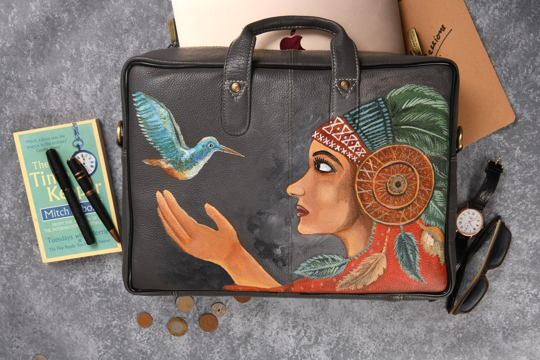 Kingfisher Laptop Bag (Handpainted)