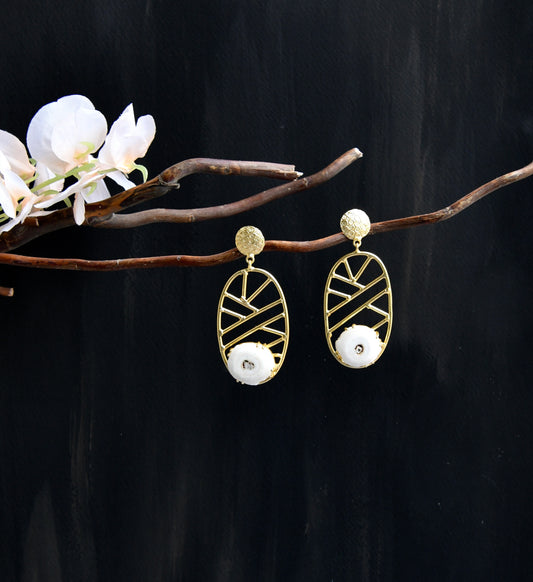 Ivory Solar Stone Danglers